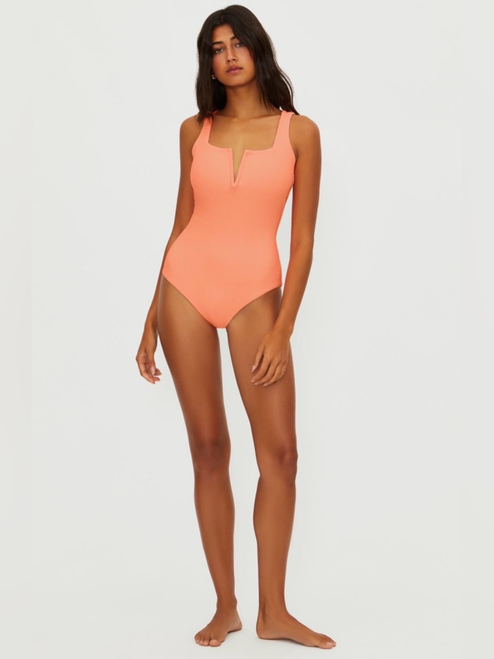 Beach Riot Tropez V-Wire Rib One-Piece Swimsuit, Guava, size Large, $178 - Picture 4 of 8